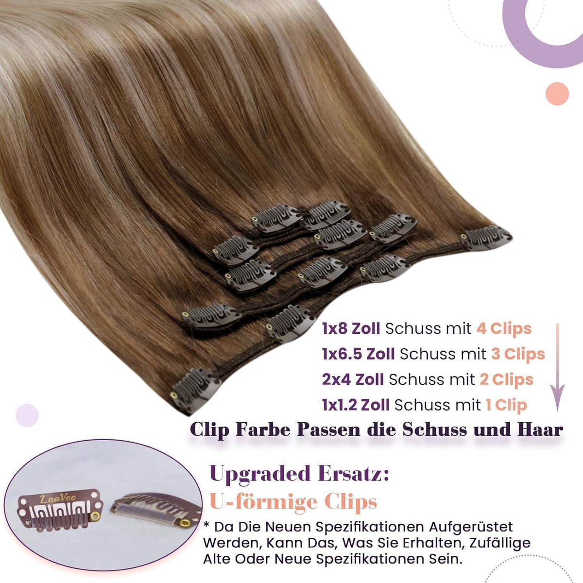 Clip-in Haarverlängerung Echthaar Balayage Blondbraun Ombre