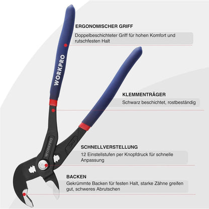 Profi Wasserpumpenzange 305mm Cr-V Stahl verstellbar