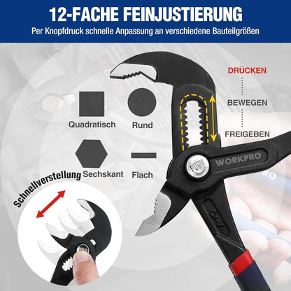 Profi Wasserpumpenzange 305mm Cr-V Stahl verstellbar