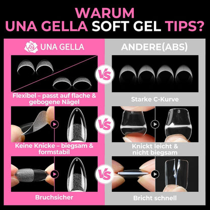 Mandel Nagelspitzen 216 Stück – 12 Größen für Gelnägel & Acryl