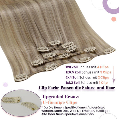 Echthaar Clip-Ins Blond Highlights 40cm - Remy Haar
