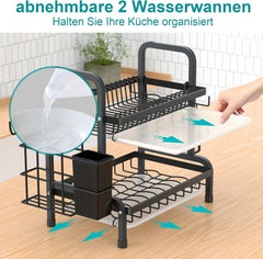 Abtropfgestell Edelstahl 2 Ebenen Geschirr Abtropfschale rostfrei