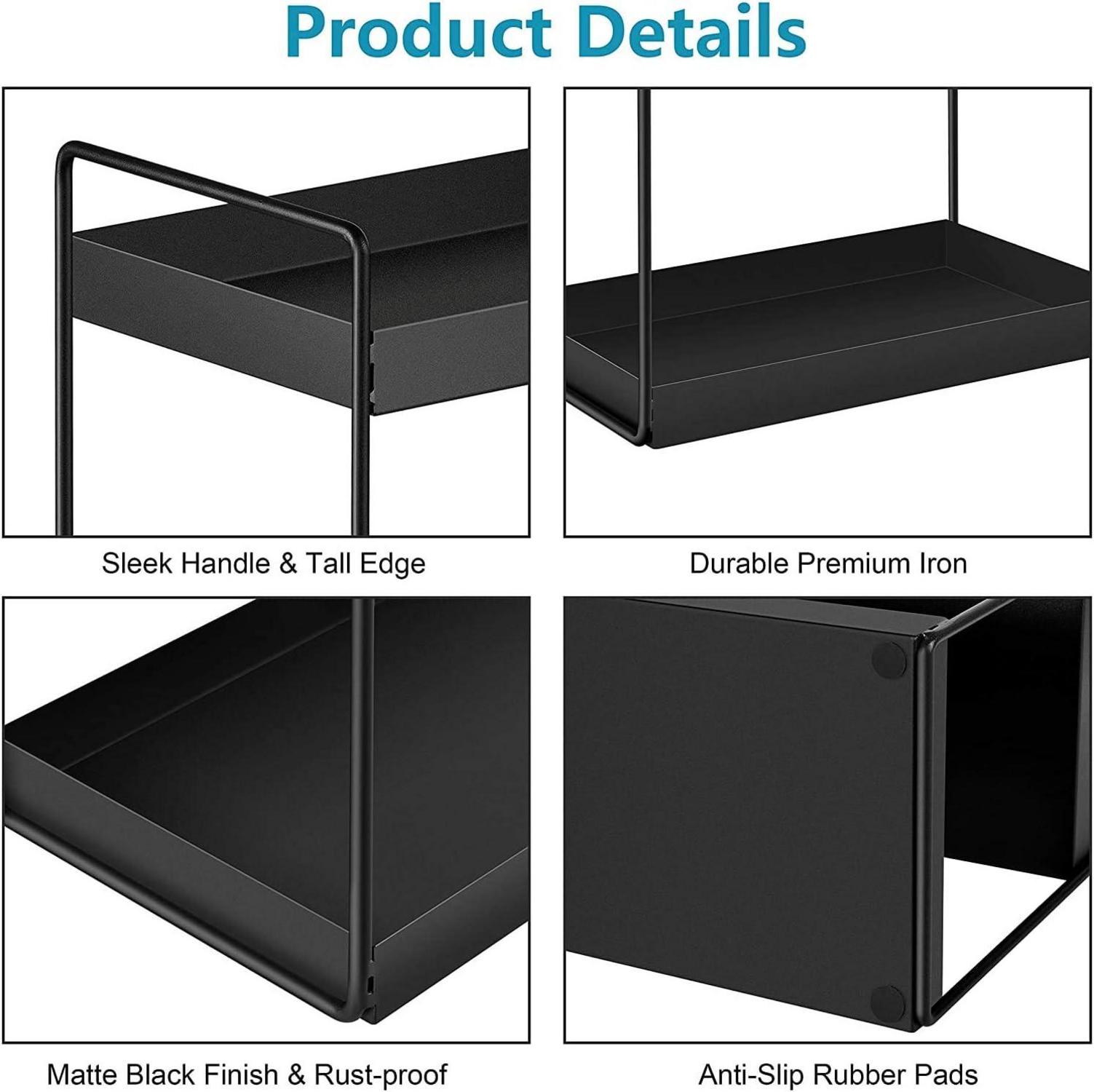 3-Ebenen Küchen Gewürzregal Badezimmer Organizer Schwarz