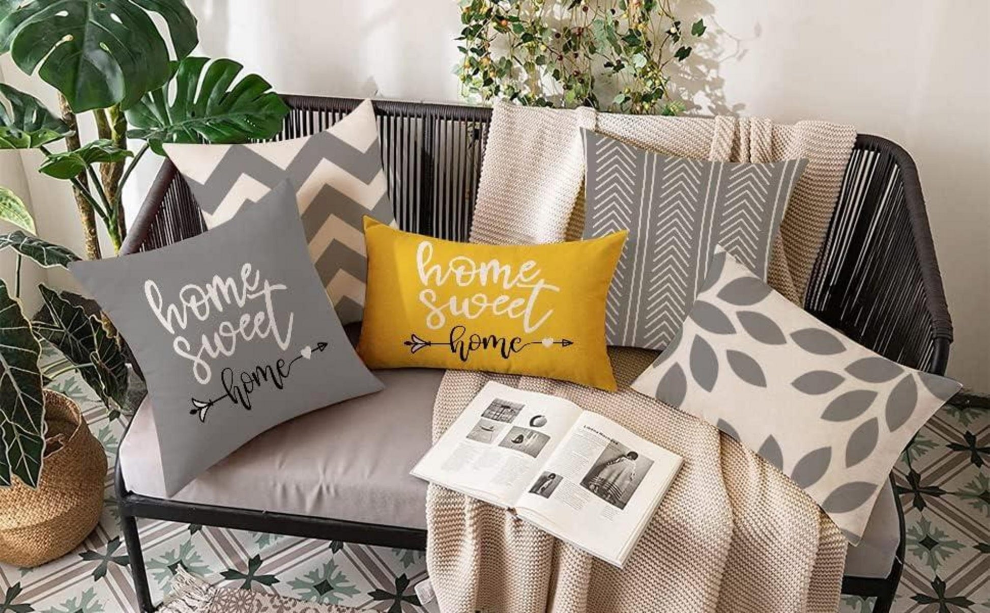 4er Set Kissenbezüge 45x45 Leinen Grau für Sofa Stuhl Bett