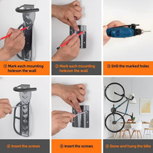 LYCAON Fahrrad Wandhalterung Grau Stahl Haken für Wand