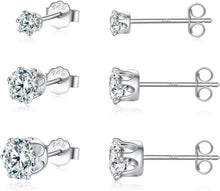 925 Sterling Silber Zirkonia Ohrstecker Set 3/5/7mm - Damen Herren