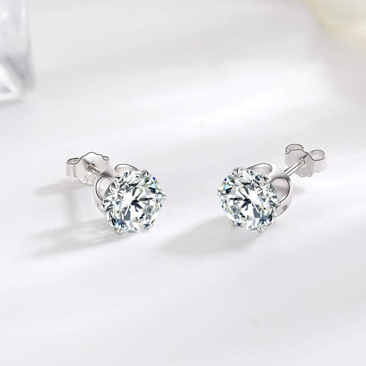 925 Sterling Silber Ohrstecker Set mit Zirkonia, Damen Ohrringe Hypoallergen 3/5/7mm