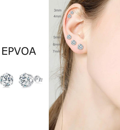 925 Sterling Silber Ohrstecker Set Damen Zirkonia Ohrringe Hypoallergen