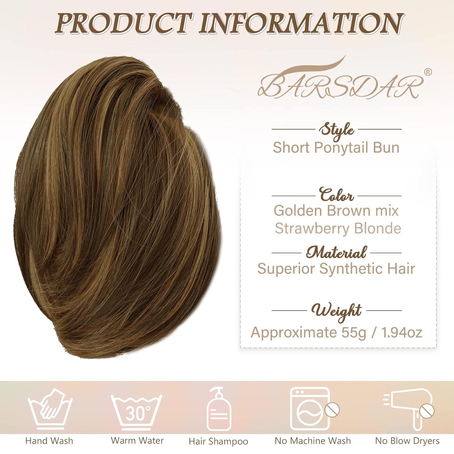 Synthetisches Haarteil Pferdeschwanzverlängerung 20cm Goldbraune Mischung
