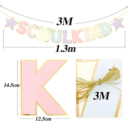 Schulkind Girlande Pastell Einschulung Banner Hänge Deko