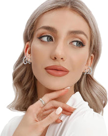 Sterlingsilber Creolen Damen Ohrringe Zirkonia Set