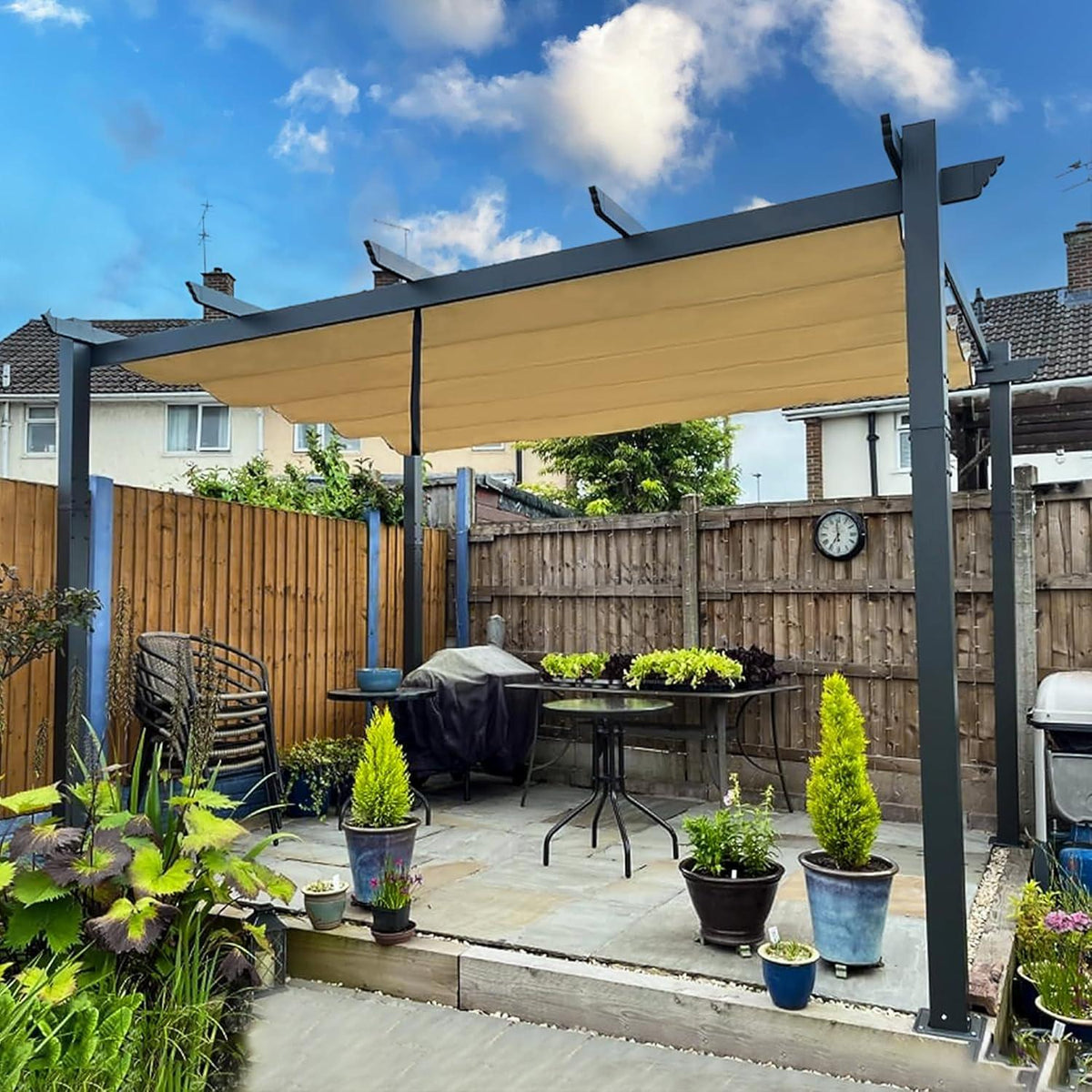 Pergola Aluminium Gartenpavillon Wasserdicht Stabil UV-Schutz 3x4m