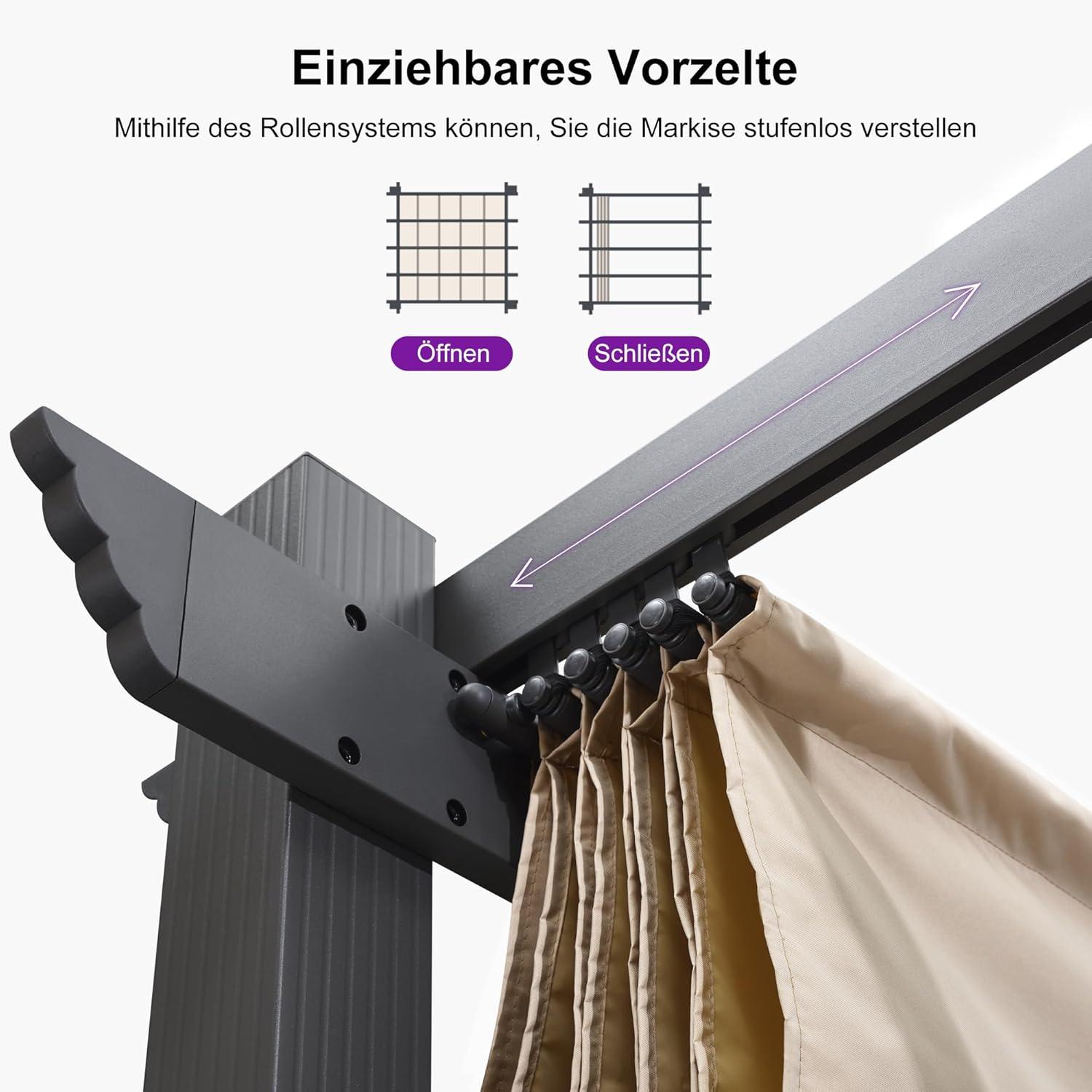 Purple Leaf Pergola 3x4m Wasserdicht Aluminium Freistehend