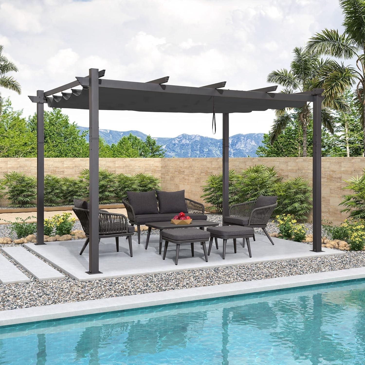PURPLE LEAF Pergola 3x4m Wasserdicht Stabil Aluminium Grau