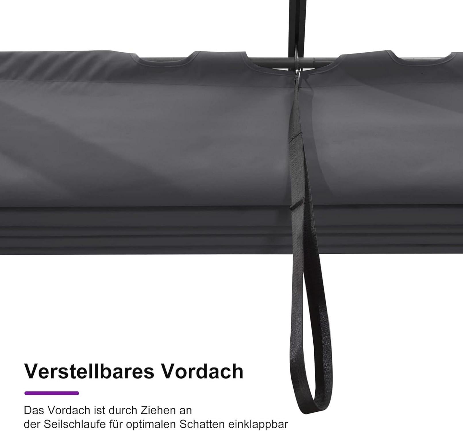 Purple Leaf Pergola 3x4m Aluminium Gartenpavillon mit Schiebedach Grau UV-Schutz