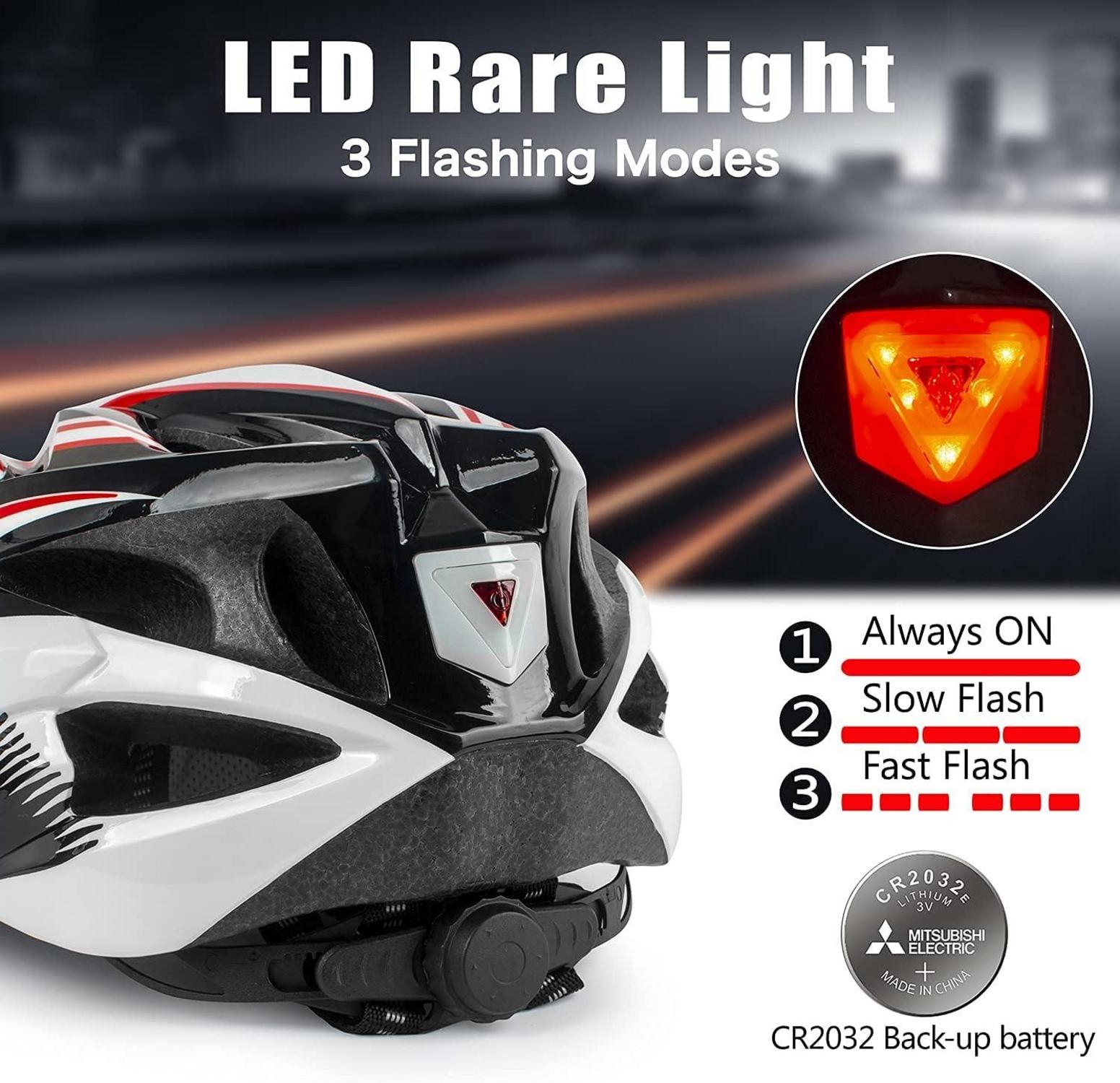 Fahrradhelm mit Licht und Visier für Erwachsene, einstellbar, leicht, 56-62CM