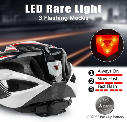 Fahrradhelm mit Licht und Visier für Erwachsene, einstellbar, leicht, 56-62CM