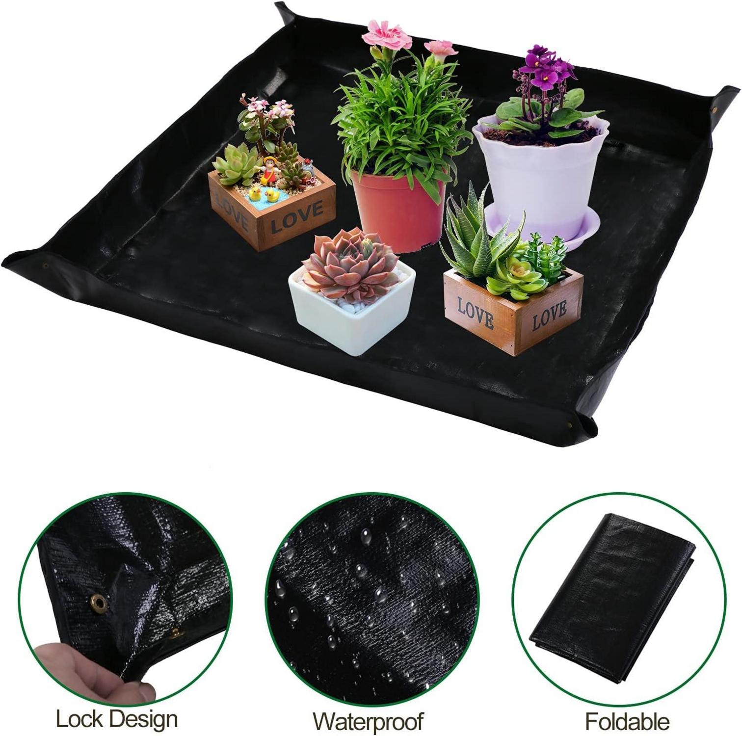 Wasserdichte Gartenmatte 100x100cm Schwarz Pflanzmatte Umtopfmatte