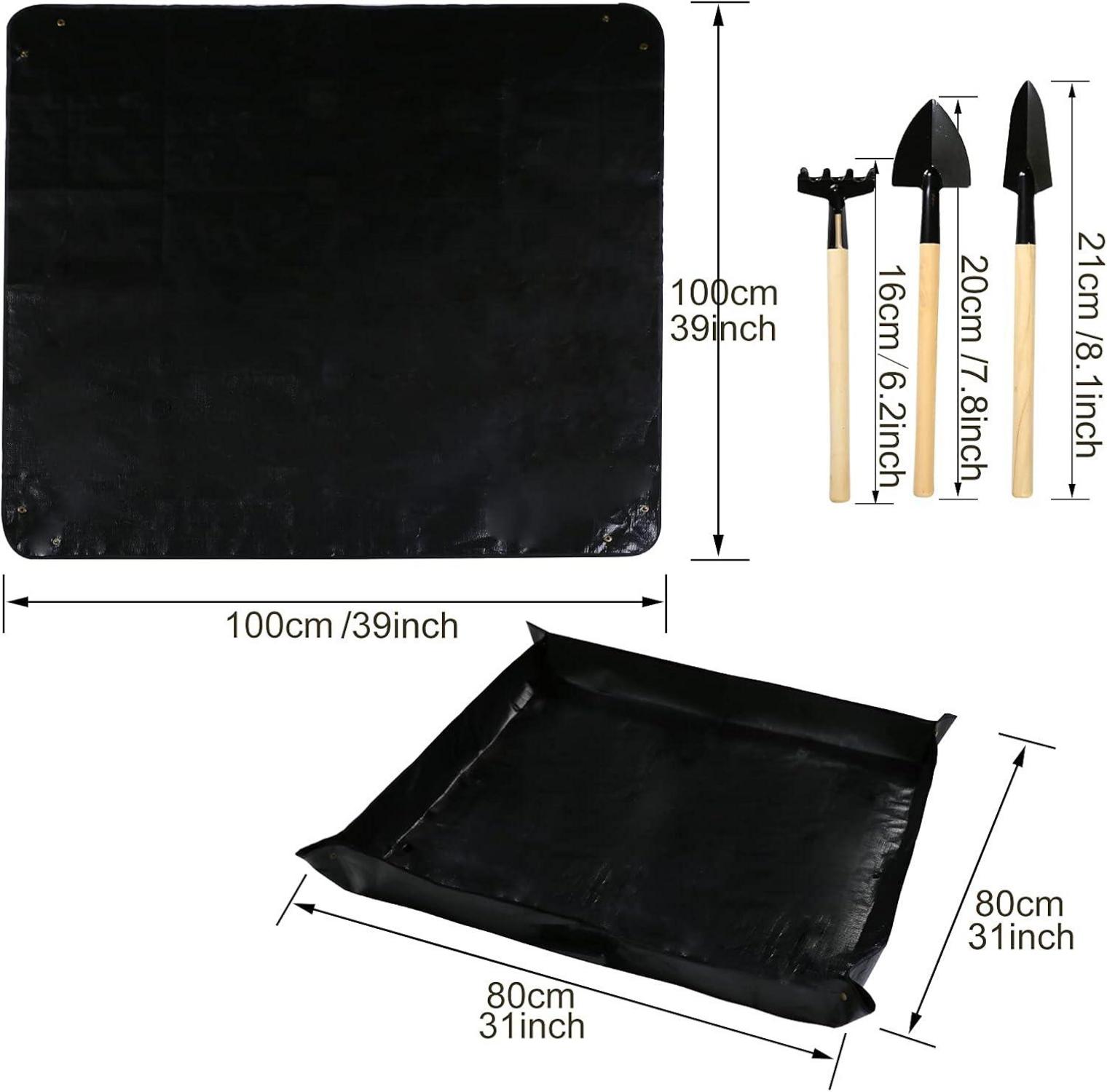 Wasserdichte Gartenmatte 100x100cm Schwarz Pflanzmatte Umtopfmatte