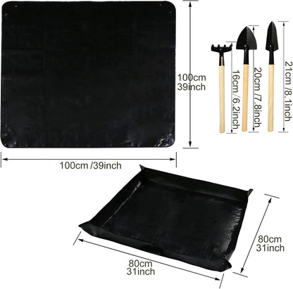 Wasserdichte Gartenmatte 100x100cm Schwarz Pflanzmatte Umtopfmatte