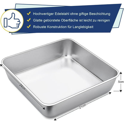 Quadratische Kuchenform Edelstahl 2er-Set 23.5x23.5x5cm