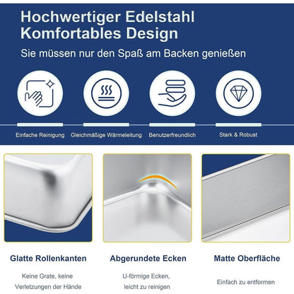 Quadratische Kuchenform Edelstahl 2er-Set 23.5x23.5x5cm