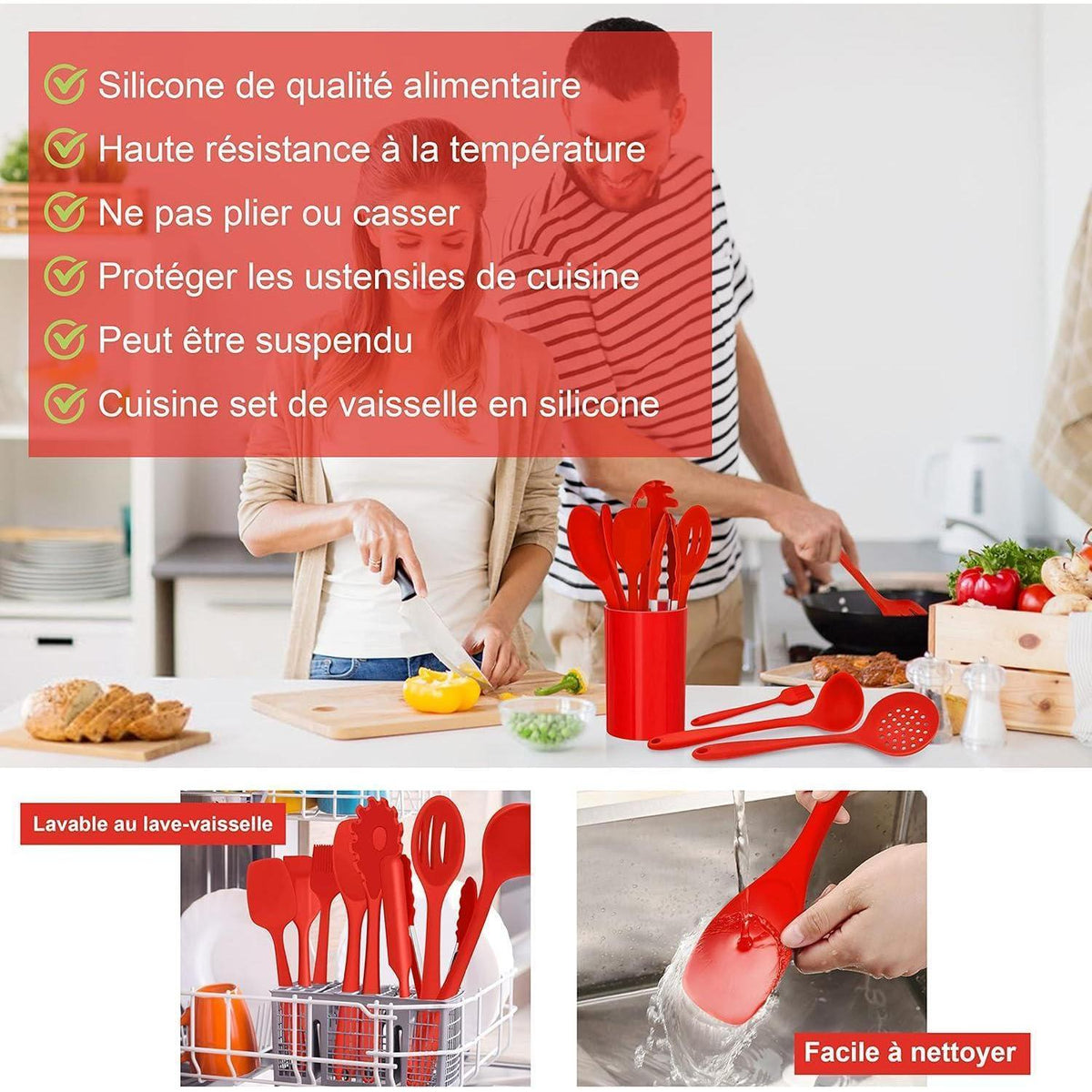 15-teiliges Silikon Küchenhelfer Set – Kochutensilien für Küche & Backen