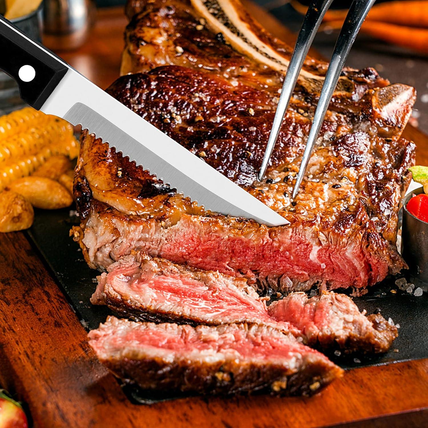 Steakmesser Set 12-teilig Edelstahl Gezackt Spülmaschinenfest