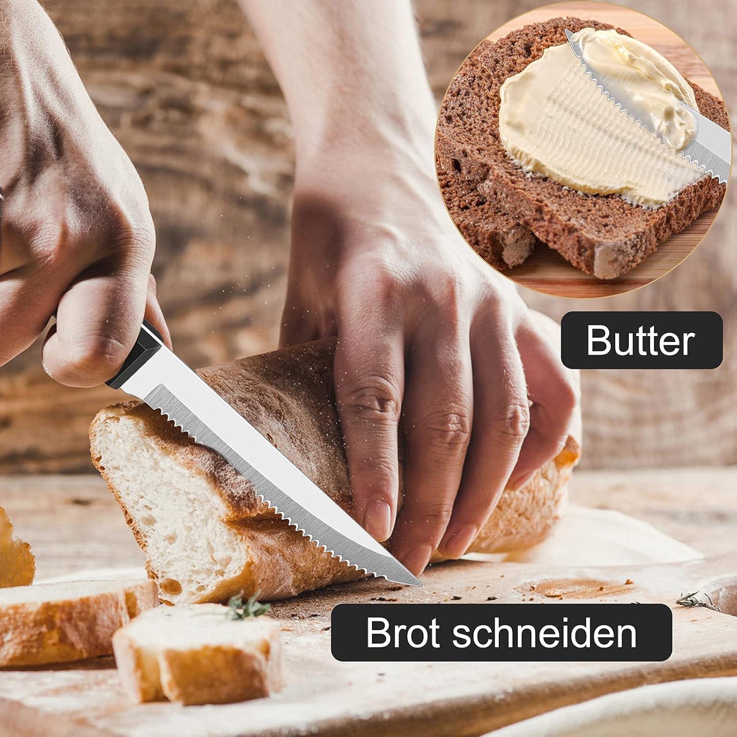 Steakmesser Set 12-teilig Gezackt Edelstahl Rostfrei Spülmaschinenfest