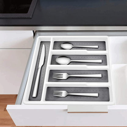 Besteckkasten Schublade Utensilienfach 2er Set Plastik Grau Weiß 32.6x29cm