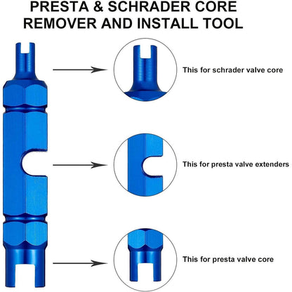 18-teiliges Ventilkernset für Presta-Ventile, Ventiladapter