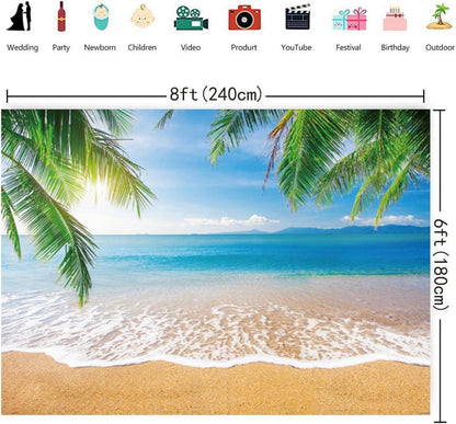 Tropischer Strand Fotografie Hintergrund Palmen Meer Himmel Luau Party