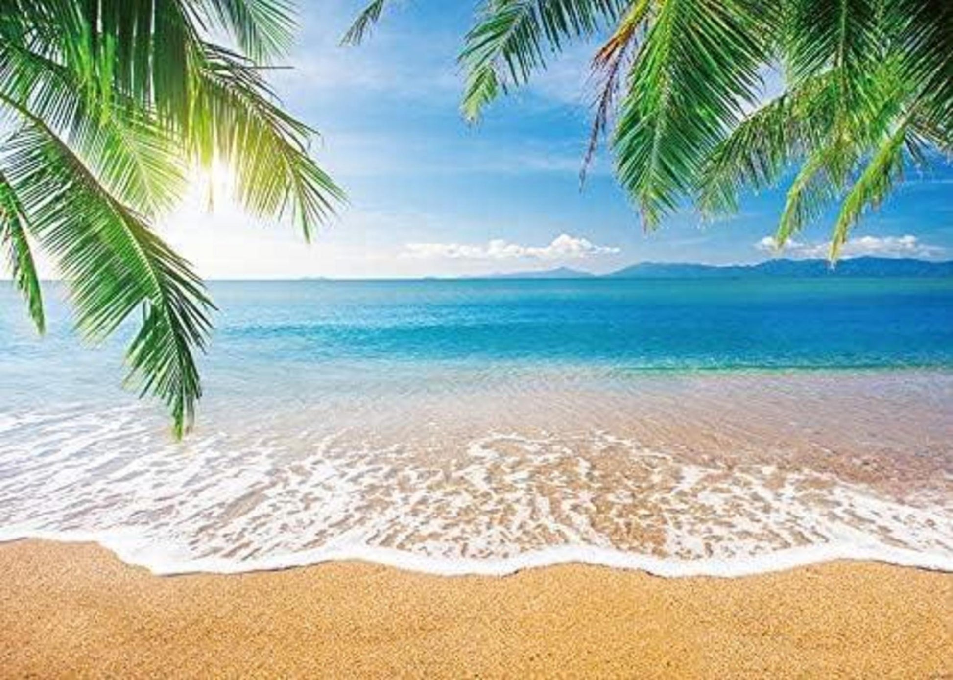 Tropischer Strand Fotografie Hintergrund Sommer Palmen Dekoration 2.4x1.8m