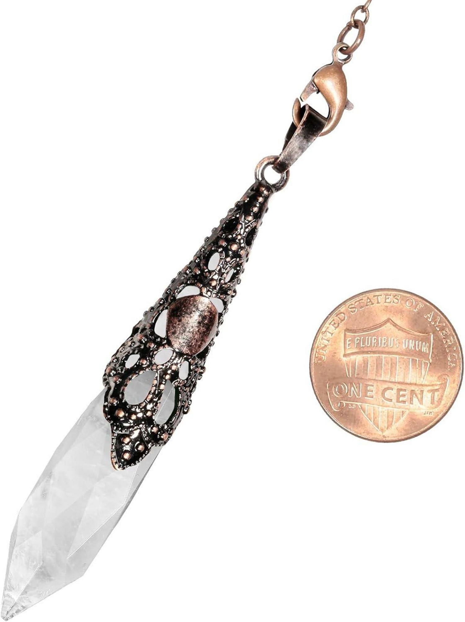 Kristall Spitze Pendel mit Vintage Kette und Stein Anhänger