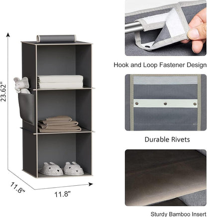 YOUDENOVA Hängeregal Organizer 3 Fächer MDF Bambus Grau