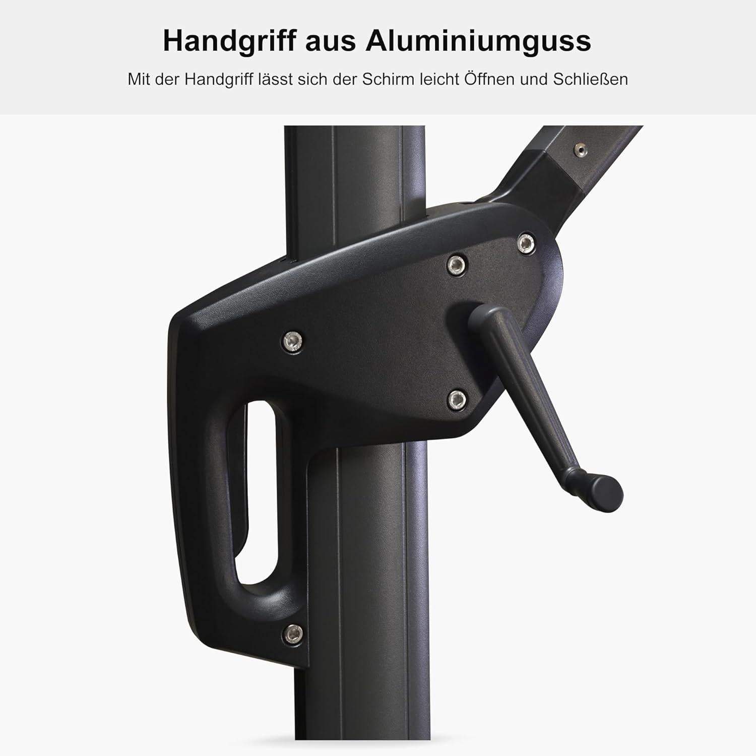 Sonnenschirm Groß 300cm Ampelschirm Rund 360° drehbar Beige