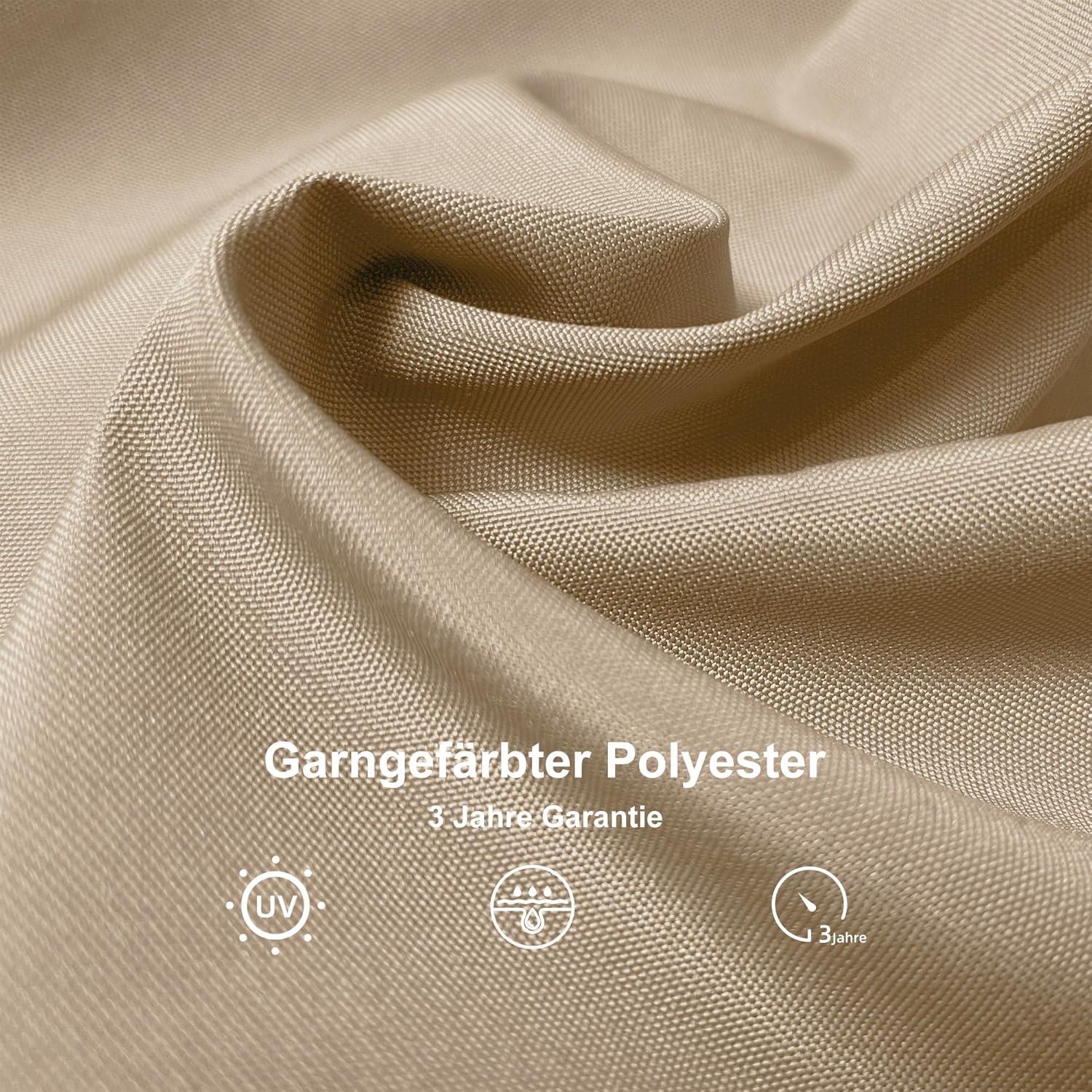 Großer Sonnenschirm 300 cm Rund, drehbar, Fußpedal, Kreuzsockel Beige