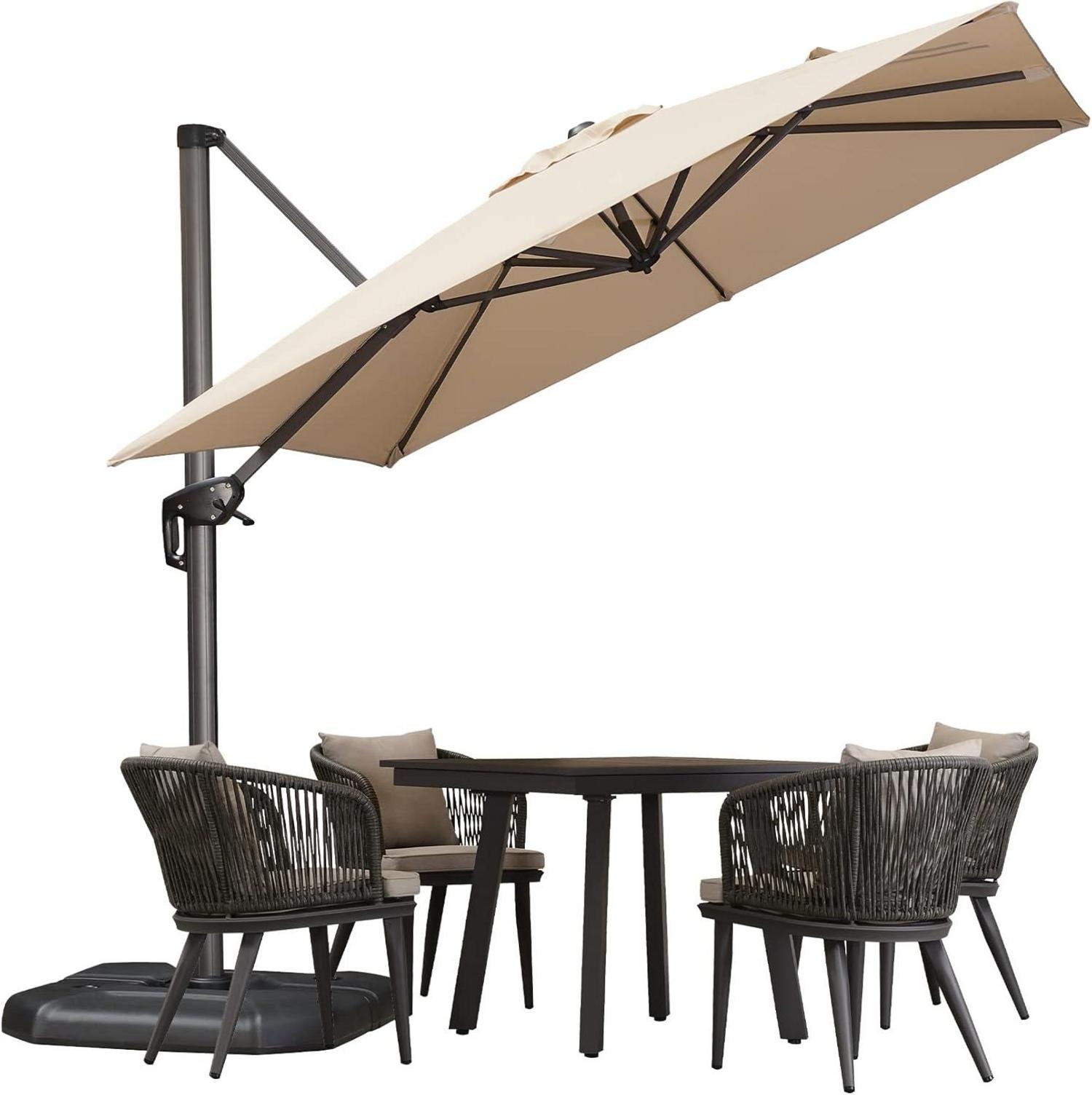 Sonnenschirm Ampelschirm 250x250 cm Kurbel 360° drehbar Beige