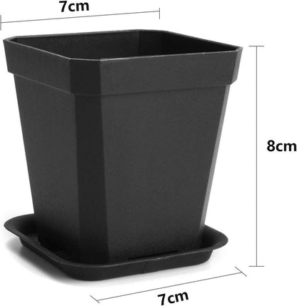 Anzuchttöpfe 7x7x8cm 20 Stück Pflanztöpfe Untersetzer Schwarz