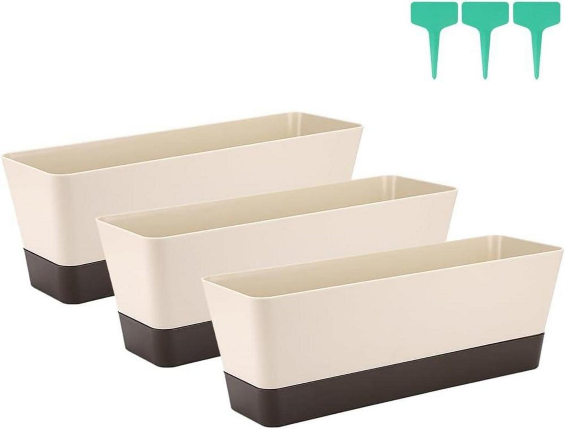 Rechteckiger Blumenkasten Kunststoff 30,5cm 3er Set Sukkulenten