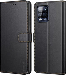 Handyhülle Realme 8 Pro 4G Leder Tasche Flipcase Schwarz
