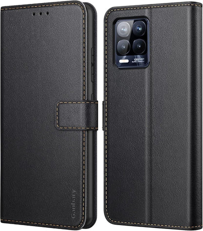 Handyhülle Realme 8 Pro 4G Leder Tasche Flipcase Schwarz