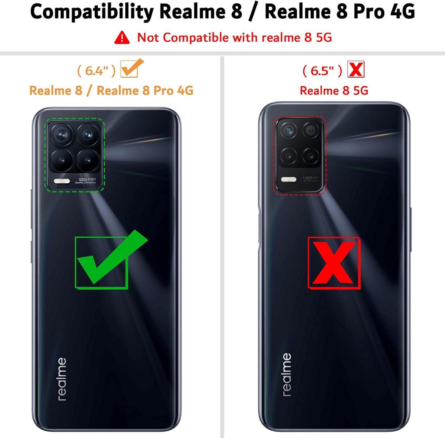 Ganbary Echtleder Handyhülle Realme 8/8 Pro 4G Schwarz