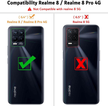 Ganbary Echtleder Handyhülle Realme 8/8 Pro 4G Schwarz