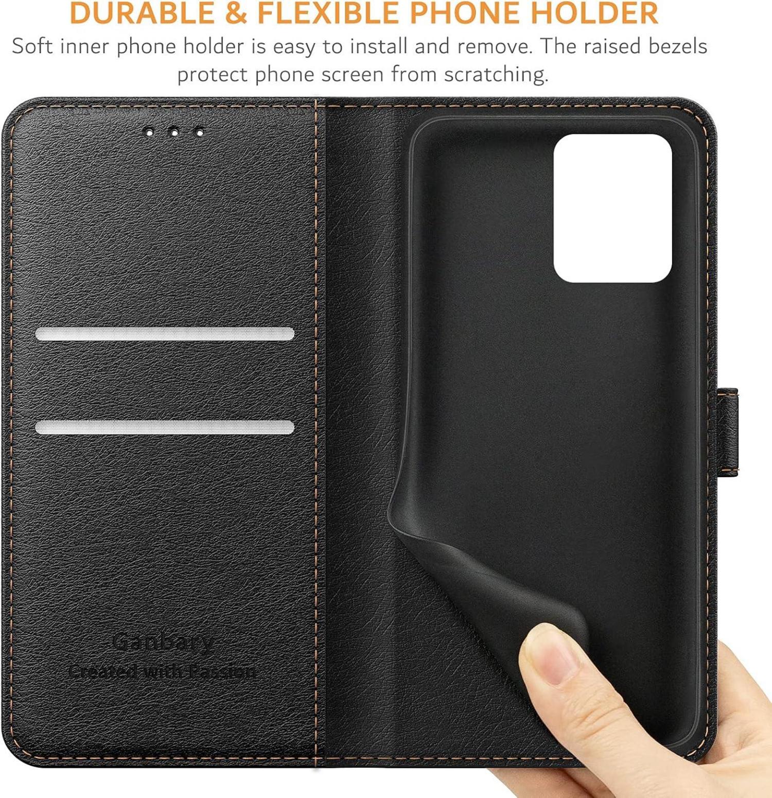 Handyhülle Realme 8 Pro 4G Leder Schutzhülle Schwarz Flipcase