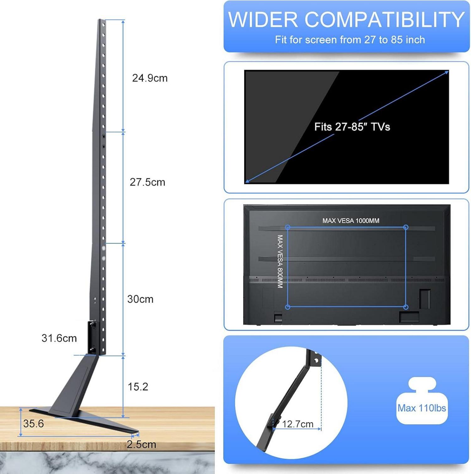 Universal TV Standfuß für 27-85 Zoll Fernseher bis 50KG