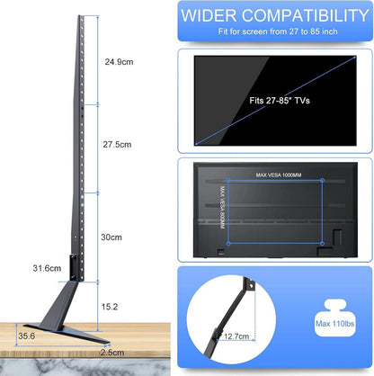 Universal TV Standfuß für 27-85 Zoll Fernseher bis 50KG