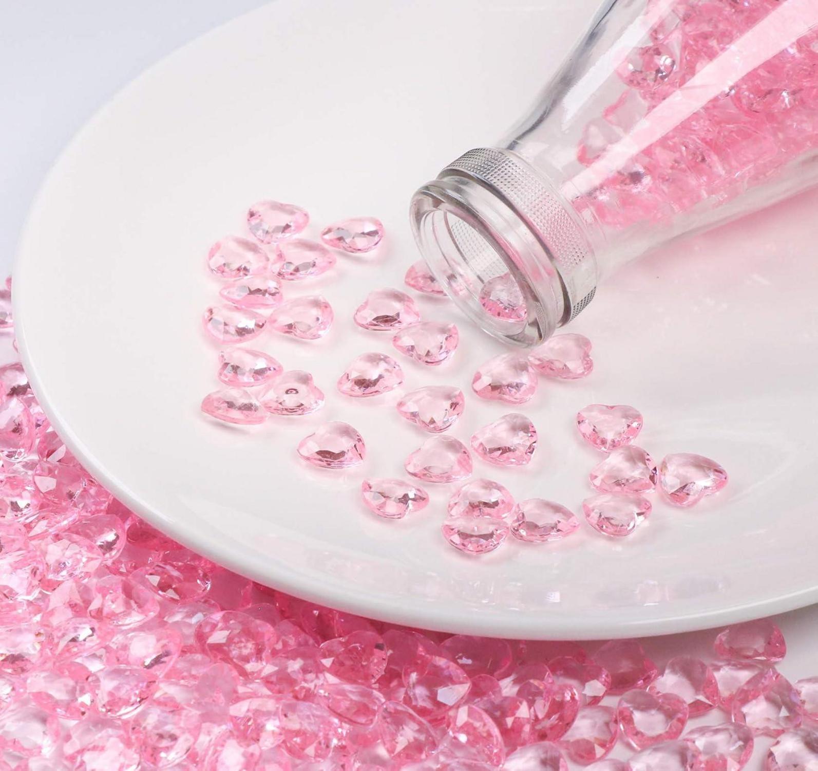 500 Stück Rosa Diamanten Herzen 12mm Streudeko Hochzeit Valentinstag