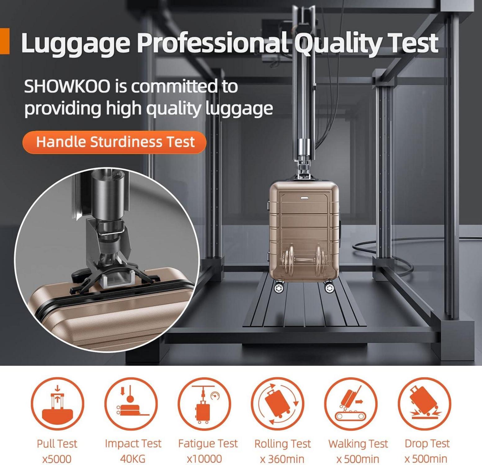 SHOWKOO Kofferset 3-teilig Hartschale ABS+PC TSA Rollen - Champagner
