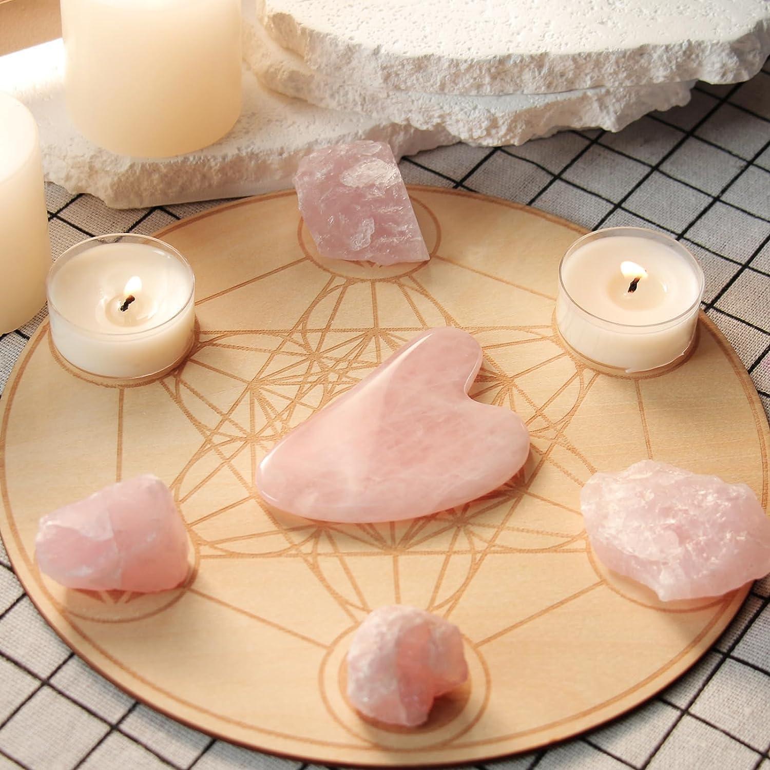 Rosenquarz Gua Sha Gesichts-Tool, Geschenkpaket in zarter Box, Weihnachtsgeschenke für Freunde & Familie